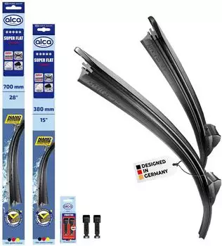 Alca SUPER FLAT Scheibenwischer für Ford Tourneo Courier, Nano-Graphit, 2er-Set (46919404011)