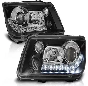 Tuning-Tec Scheinwerfer LED Tagfahrlicht für VW Bora (1998–2005), schwarz