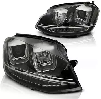 Tuning-Tec Scheinwerfer Golf 7 DRL LED Tagfahrlicht, schwarz/chrom, LED Blinker (2012-2016)