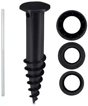 Relaxdays Bodenh&uuml;lse Sonnenschirm Bodend&uuml;bel zum Eindrehen Adapter 32-50 mm Kunststoff Sonnenschirm Bohrer schwarz