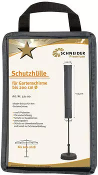Schneider Schutzh&uuml;lle f&uuml;r Schirme Premium bis 200cm Bezug Grau