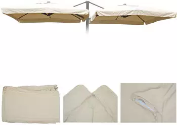 Mendler Sonnenschirmbezug T44 Ersatz 8 Streben 3x3m Polyester, creme mit Flap (81694)