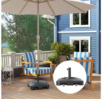 Outsunny Sonnenschirmst&auml;nder bis 25 kg bef&uuml;llbar mit Rollen, Quadratisch Schirmhalter, Schirmgewicht (DE84D-358V00BK0431)