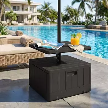 Outsunny Sonnenschirmst&auml;nder Set Kunststoff Metall Schwarz 53 x 53 x 45 cm