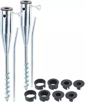 Royal Gardineer Universal Stahl-Sonnenschirmständer mit Bodendübel, Ø bis 66mm, 2er-Set (NC2171-944)