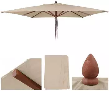 MCW Ersatz-Bezug Sonnenschirm C57b Eckig 3x3m Polyester Creme (C57b)