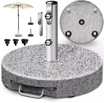 tillvex Sonnenschirmst&auml;nder Granit rund mit Rollen, 27kg, Edelstahlrohr (16-48mm)