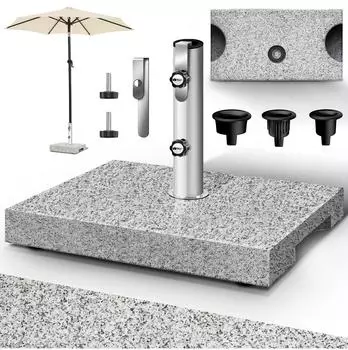 tillvex Granit Schirmständer rechteckig mit Rollen & Transportgriff, 25kg (
