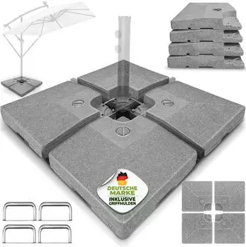 tillvex Sonnenschirmst&auml;nder granit-grau 90L/120kg, 4-teilig, bef&uuml;llbar (TVKSSSD-005)