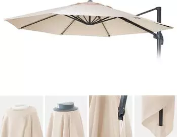 Mendler HWC-A96 Sonnenschirmbezug rund &Oslash;3,5m 220g/m&sup2; Polyester, creme (81690)