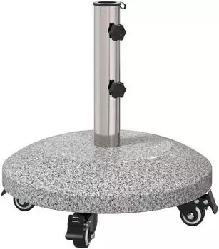vidaXL Schirmst&auml;nder Granit mit R&auml;dern, 27,2kg, f&uuml;r 4-5cm Stange, grau (42034379)