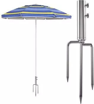 Gerster Sonnenschirmst&auml;nder mit Rasendorn, abnehmbar, Edelstahl, silber