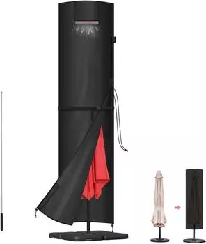LuxusKollektion Sonnenschirmh&uuml;lle Ampelschirm mit Stab 240x58/58cm, wasserdicht, 420D Oxford, grau