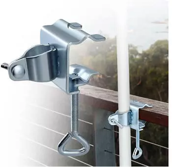 LuxusKollektion Sonnenschirmhalter Tischklammer für Balkongeländer, verstellbar