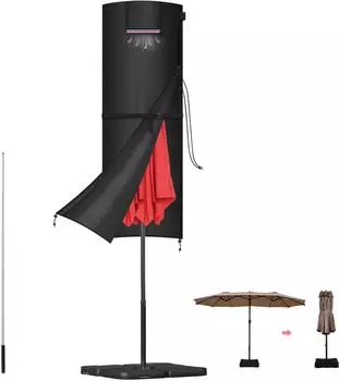 LuxusKollektion Doppelsonnenschirm-Schutzhülle wasserdicht 420D Oxford, bis Ø300cm (160x60/60cm)