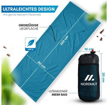Nordmut Sleeping Bag Liner Ultralight 220 x 90 cm blue