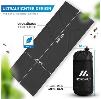 Nordmut Sleeping Bag Liner Cotton 220 x 90 cm grey