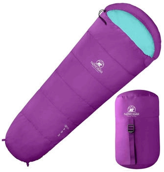 Nordb&auml;r Kids Mummy Sleeping Bag 175 x 70 cm purple/turquoise