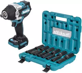Makita DTW701Z Akku-Schlagschrauber 18V 700Nm 1/2" Brushless + Steckschl&uuml;ssel-Set 14-tlg. (DTW701Z)