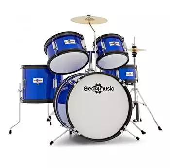 Gear4music Junior 5-teiliges Schlagzeug, blau (JNR-5PCE-BL)