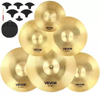 VEVOR Becken-Set 6-teilig Hi-Hat 355mm, Crash, Ride, Splash, China (5E6G)
