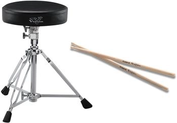 Roland V-Drums Zubehör-Set Schlagzeughocker und Drumsticks Schwarz/Silber (DAP-2X)