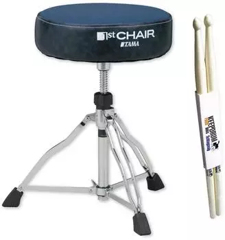 Tama HT430CVNB Schlagzeughocker Rundsitz blau mit Drumsticks (ht430cvnb-kds)