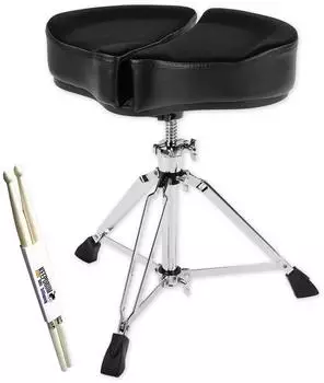 Ahead SPG-BL Schlagzeughocker, schwarz, mit Drumsticks (spgbl-kds)
