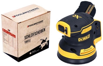 DeWalt DCW210 N Akku Exzenterschleifer 18 V 125 mm Brushless Solo + 1x Toolbrothers TURTLE Schleifscheiben Set