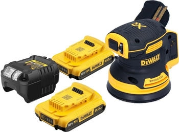 DeWalt DCW210 D2 Akku Exzenterschleifer 18 V 125 mm Brushless + 2x Akku 2,0 Ah + Ladeger&auml;t