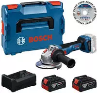 Bosch Werkzeug-Set: GWS 18V-11 S / 2x Akku GBA 5.0Ah + Ladeger&auml;t + Trennscheibe 125