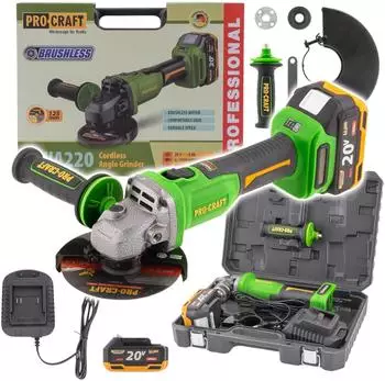 PROCRAFT PWA220 Akku-Winkelschleifer 20V 125mm Brushless + Akku 4,0Ah + Ladegerät + Koffer (PWA220)