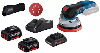 Bosch GEX 18V-125 Akku-Exzenterschleifer 18V, 2x4,0Ah + 1x5,0Ah + Ladeger&auml;t (0601372201-2)