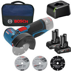 Bosch GWS 12V-76 Professional (2 x 4,0 Ah + Ladegerät + Softbag)