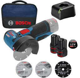 Bosch GWS 12V-76 Professional (2 x 2,0 Ah + Ladegerät + Softbag)