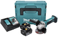 Makita DGA 452 RGJ Akku Winkelschleifer 18 V 115 mm + 2x Akku 6,0 Ah +...