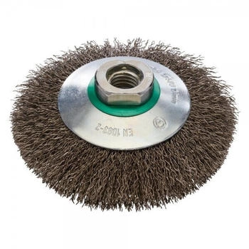 RHODIUS Kegelbürste EKBW 100 x 20 x 20 x M14 mm, gewellt, für Edelstahl, Stahl, NE-Metalle (353026)