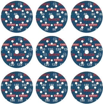 Bosch EXPERT O780 Folienschleifscheiben-Set 125 mm K&ouml;rnung 3x80, 3x120, 3x180 9-tlg. (2608902407)
