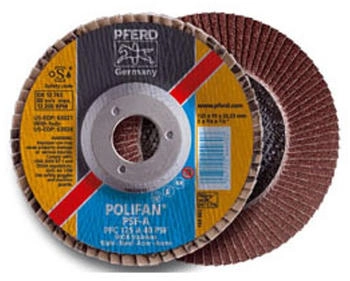 Pferd POLIFAN F&auml;cherschleifscheibe PFC 125 A 80 PSF STEELOX konisch Stahl/Edelstahl &Oslash; 125mm Bohrungs-&Oslash; 22,23mm (67748125)