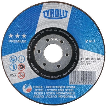 Tyrolit RONDELLER Schruppscheibe Ø 115 mm Körnung 36 für Metall/Edelstahl (908225)