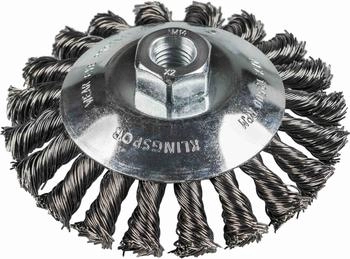 Klingspor Kegelbürste gezopft 100 mm Gewinde M14 Edelstahl (358329)