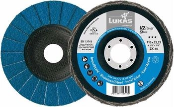 Lukas Fächerschleifscheibe V2 Power Zirkonkorund Ø 125 mm Körnung 40 für Stahl (A27441250401465A)