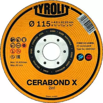 Tyrolit Schruppscheibe CERABOND X 230x7x22,23 für Stahl und Edelstahl (34387127)