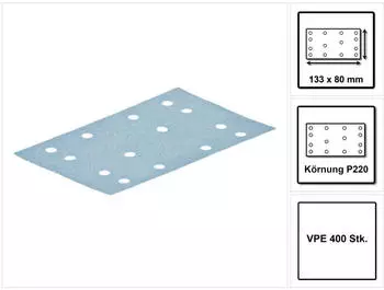 Festool STF 80x133 Granat Schleifstreifen P220, 80x133mm, 400 Stk. (497123)