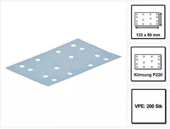 Festool STF 80x133 Granat Schleifstreifen P220, 80x133mm, 200 Stk. (497123)