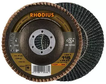 RHODIUS TOPline LGZ F F&auml;cherschleifscheibe 115x22,23mm K40, 10 Stk. (205497)