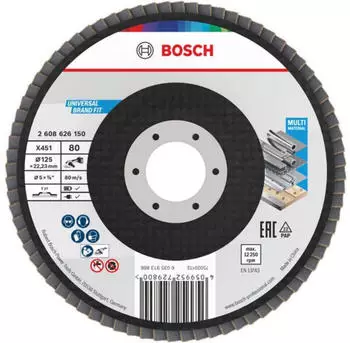 Bosch X451 F&auml;cherschleifscheibe 125mm K80 T27, 15 St&uuml;ck (2608626181)