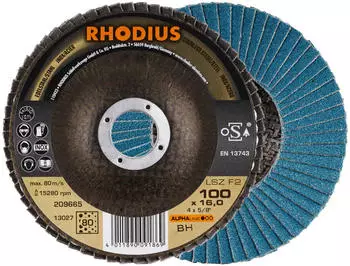RHODIUS ALPHAline LSZ F2 F&auml;cherschleifscheibe 100x16mm K80 (209665)