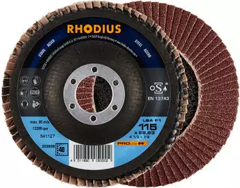 RHODIUS LSA F1 F&auml;cherschleifscheibe 115x22,23mm K40 Stahl, 10St. (202839)
