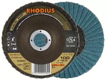 RHODIUS ALPHAline LSZ F2 F&auml;cherschleifscheibe 100x16mm K40 (209663)